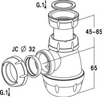 Autre photo du produit Siphon polypropylne sortie J.C (diamtre 32 mm) pour bidet